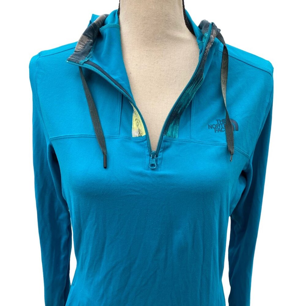 The North Face Medium Teal Women's 1/4 Zip Hoodie - Picture 1 of 10